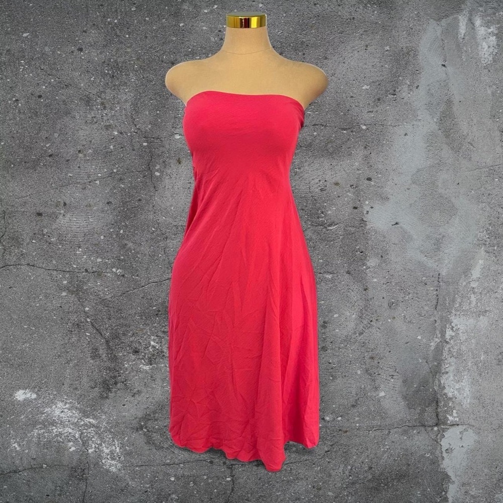 Hot pink strapless midi dress Barbiecore coquette Y2K vacation resort open back - Picture 4 of 6